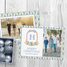 Watercolor Chinoiserie Mandarins Monograma Escudo