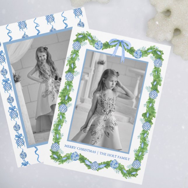 Tarjeta Festiva Watercolor Chinoiserie Ornaments Garland Navidades (Subido por el creador)