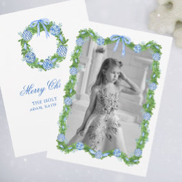 Tarjeta Festiva Watercolor Chinoiserie Ornaments Garland Navidades