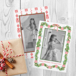 Tarjeta Festiva Watercolor Chinoiserie Ornaments Garland Navidades