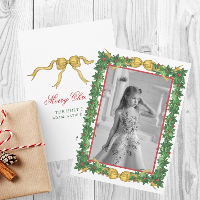 Tarjeta Festiva Watercolor Chinoiserie Ornaments Garland Navidades (Subido por el creador)