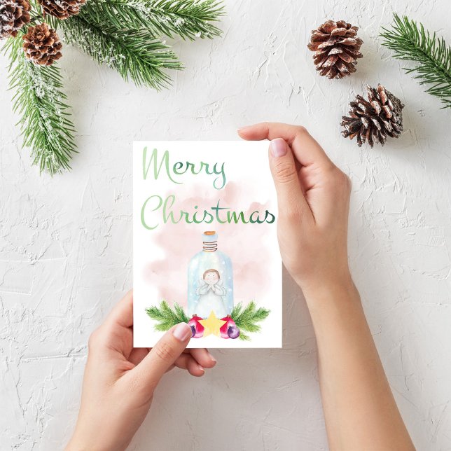 Tarjeta Festiva Watercolor Christmas card, Christmas card, angel (Subido por el creador)