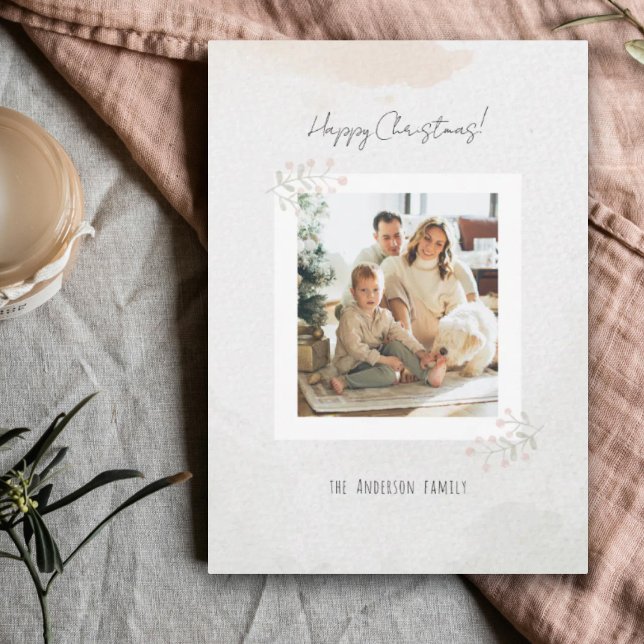 Tarjeta Festiva Watercolor Christmas Flower Dainty Personalized  (Subido por el creador)