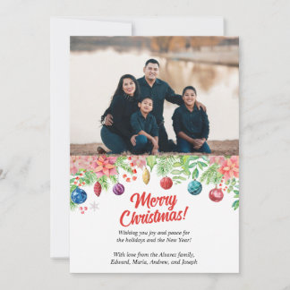 Tarjeta Festiva Watercolor Christmas Holiday Photo Greeting