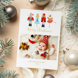 Tarjeta Festiva Watercolor Christmas Nutcracker Photo