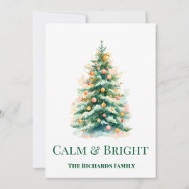 Tarjeta Festiva Watercolor Christmas Tree Holiday Card