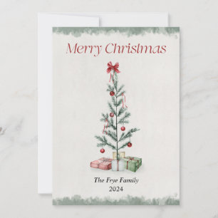 Tarjeta Festiva Watercolor Christmas Tree Merry Christmas Card