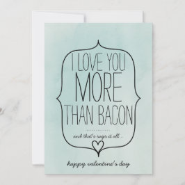Tarjeta Festiva Watercolor Cute Heart Funny Bacon Día de San Valen