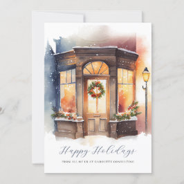Tarjeta Festiva Watercolor de agua festivo Storefront Business