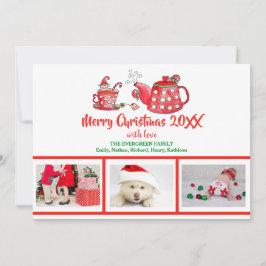 Tarjeta Festiva Watercolor de los Navidades del té del elfo del co