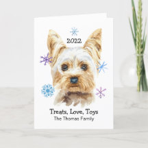 Watercolor de los Navidades del Yorkshire Terrier
