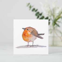 Tarjeta Festiva Watercolor de Robin inglés