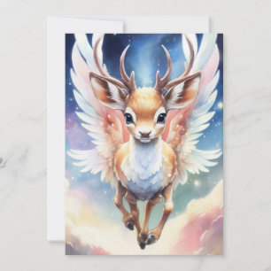 Tarjeta Festiva Watercolor Dreamy Super Cute Reindeer