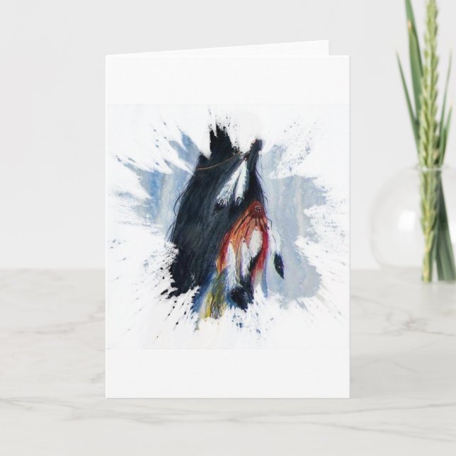 Tarjeta Festiva Watercolor Eagle Feathers (Anverso)