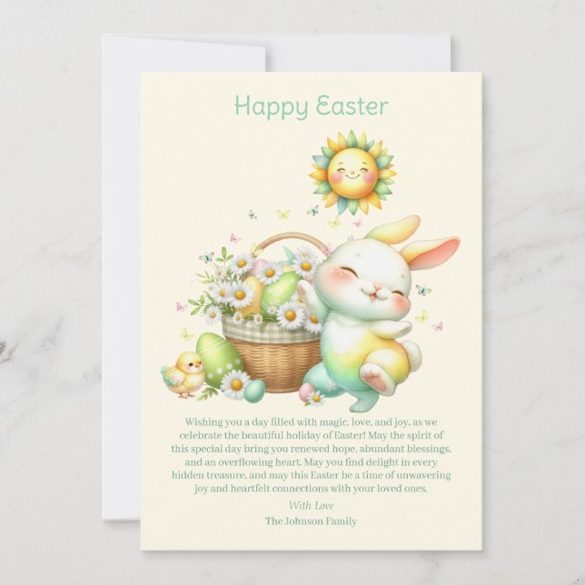 Tarjeta Festiva Watercolor Easter Bunny Personalizado (Anverso)
