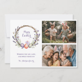 Tarjeta Festiva Watercolor Easter Lavender Cute Bunny 2 Photo