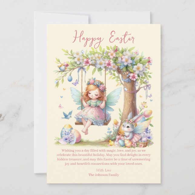 Tarjeta Festiva Watercolor Easter Spring Fairy (Anverso)