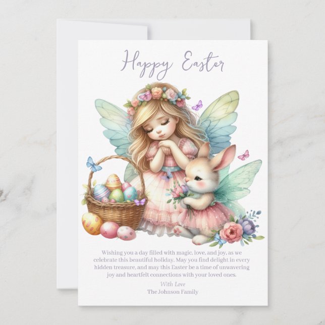 Tarjeta Festiva Watercolor Easter Spring Fairy (Anverso)