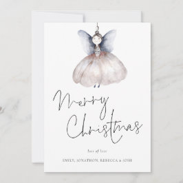 Tarjeta Festiva Watercolor Fairy Minimalista Merry Christmas Card