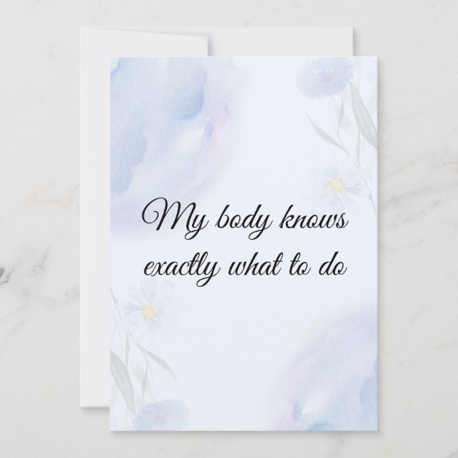 Tarjeta Festiva Watercolor Floral Mindful Affirmation Art (Anverso)