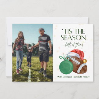Tarjeta Festiva Watercolor Football Season Christmas Card [green]