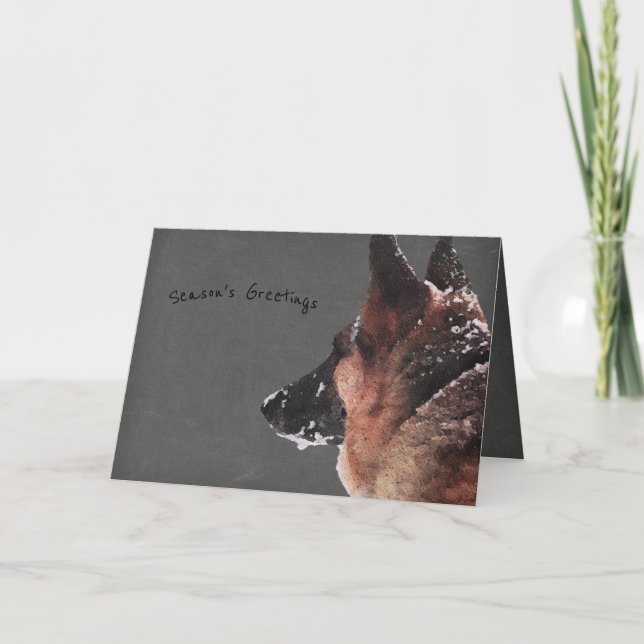 Tarjeta Festiva Watercolor German Shepherd Holiday Greeting (Anverso)