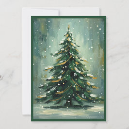 Tarjeta Festiva Watercolor Green Christmas Tree Winter Holiday