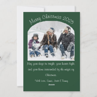 Tarjeta Festiva Watercolor Green Christmas Tree Winter Holiday