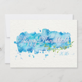 Tarjeta Festiva Watercolor Hanukkah Photo Greeting Card.