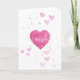 Tarjeta Festiva Watercolor Heart I Love You Grey Card