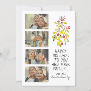 Tarjeta Festiva Watercolor Holly Feliz Festividad Festividad Festi