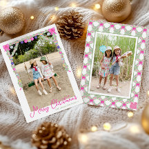 Watercolor Hot Pink Bows Garland Christmas Photo