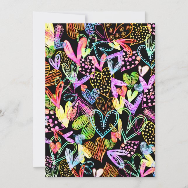 Tarjeta Festiva Watercolor Love Heart Fashion Design (Anverso)