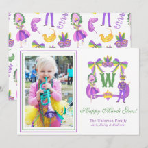 Watercolor Mardi Gras Monogram Crest Photo