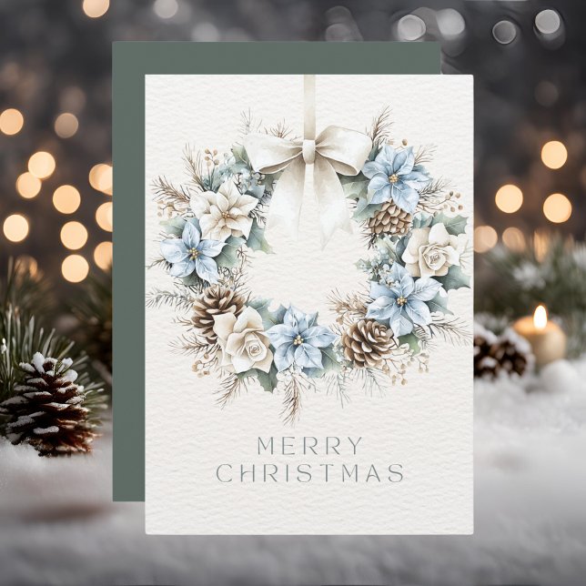 Tarjeta Festiva Watercolor Merry Christmas Pinecone Wreath (Subido por el creador)
