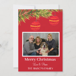 Tarjeta Festiva Watercolor Merry Christmas Tree Family Photo