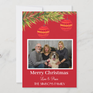 Tarjeta Festiva Watercolor Merry Christmas Tree Family Photo