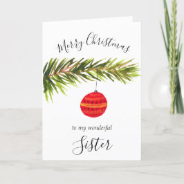 Tarjeta Festiva Watercolor Merry Christmas Tree Merry and Bright