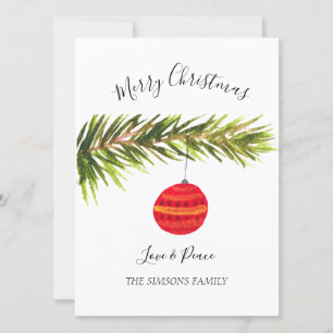 Tarjeta Festiva Watercolor Merry Christmas Tree Merry y brillante