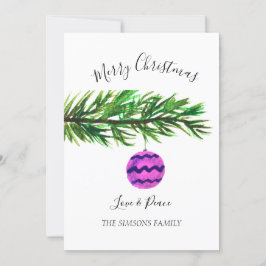 Tarjeta Festiva Watercolor Merry Christmas Tree Merry y brillante