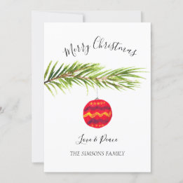 Tarjeta Festiva Watercolor Merry Christmas Tree Merry y brillante
