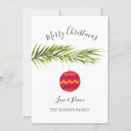 Tarjeta Festiva Watercolor Merry Christmas Tree Merry y brillante