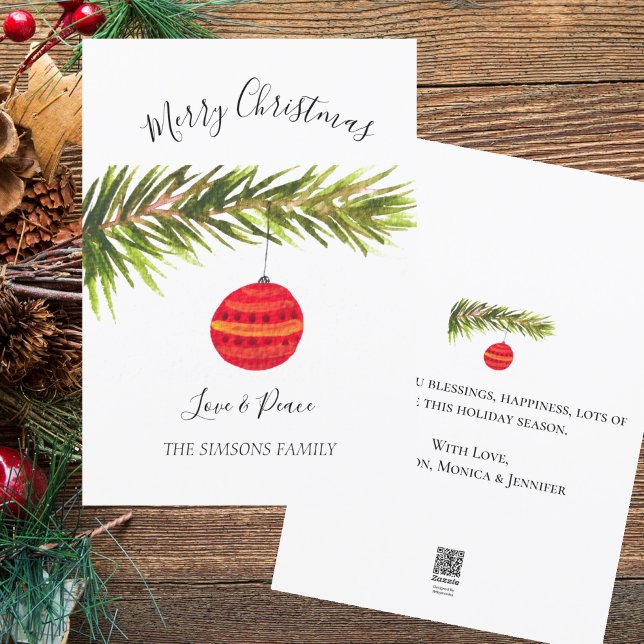 Tarjeta Festiva Watercolor Merry Christmas Tree Merry y brillante (Subido por el creador)