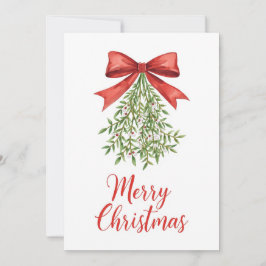Tarjeta Festiva Watercolor Mistletoe Merry Christmas