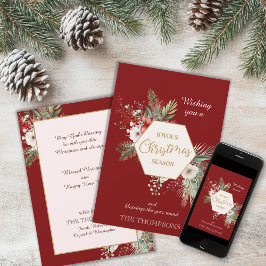 Tarjeta Festiva Watercolor Navidades botánicos Nombre personalizad