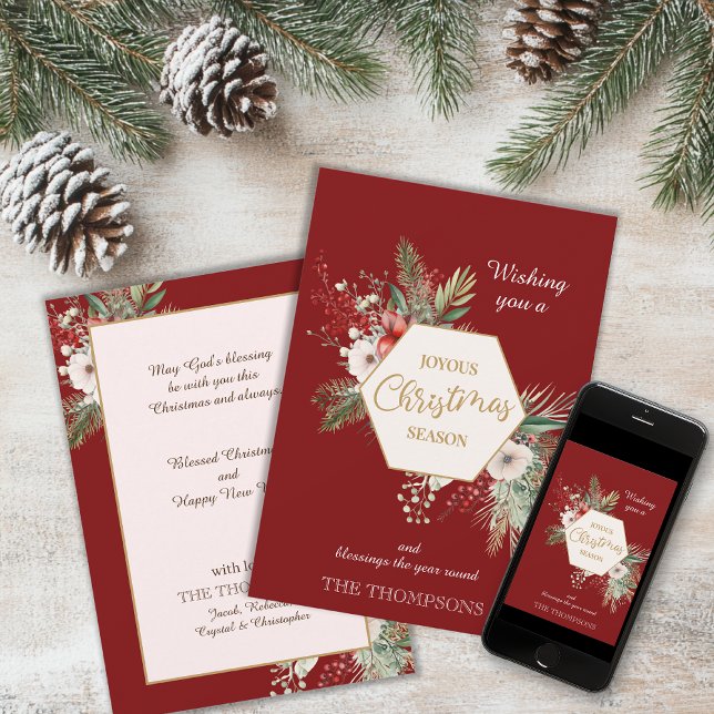 Tarjeta Festiva Watercolor Navidades botánicos Nombre personalizad (Subido por el creador)