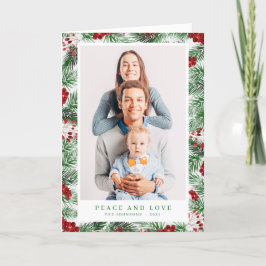 Tarjeta Festiva Watercolor Navidades modernos Foliage Botanicals