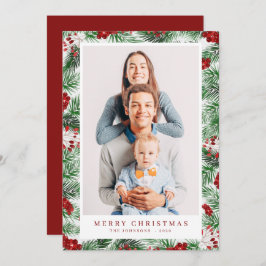 Tarjeta Festiva Watercolor Navidades modernos Foliage Botanicals