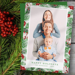 Tarjeta Festiva Watercolor Navidades modernos Foliage Botanicals