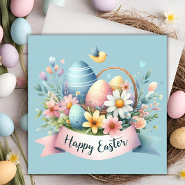 Tarjeta Festiva Watercolor Pastel Personalizado de la cesta de Pas